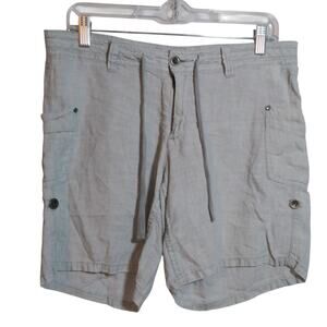 Horny Toad 100% Linen Lithe Shorts Gray Green Outdoor Hiking Size 6
